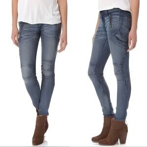 Rag & Bone Rally Cargo Skinny Jean Stretch Zipper Pockets Women 26 Blue Moto